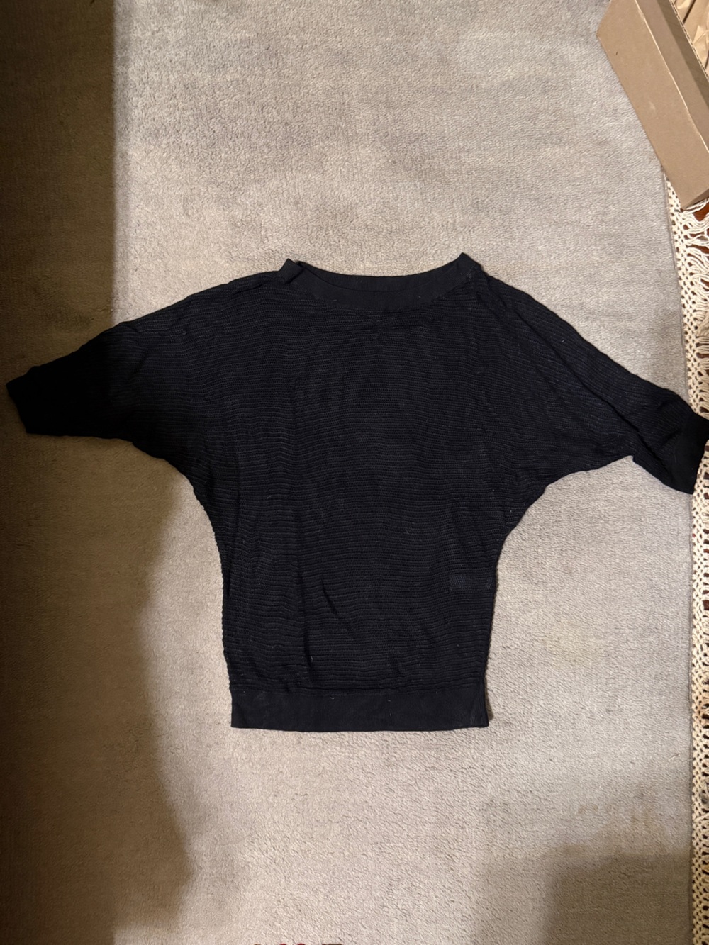 Express Black Textured Dolman Sleeve Knit Top Relaxed Fit